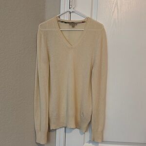Pre-owned Burberry Brit Cream V-Neck Sweater